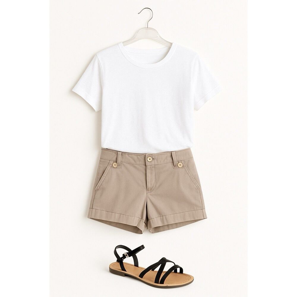 Banana Republic Shorts Women's Khaki Chino Button Detail Cuffed Size 0P